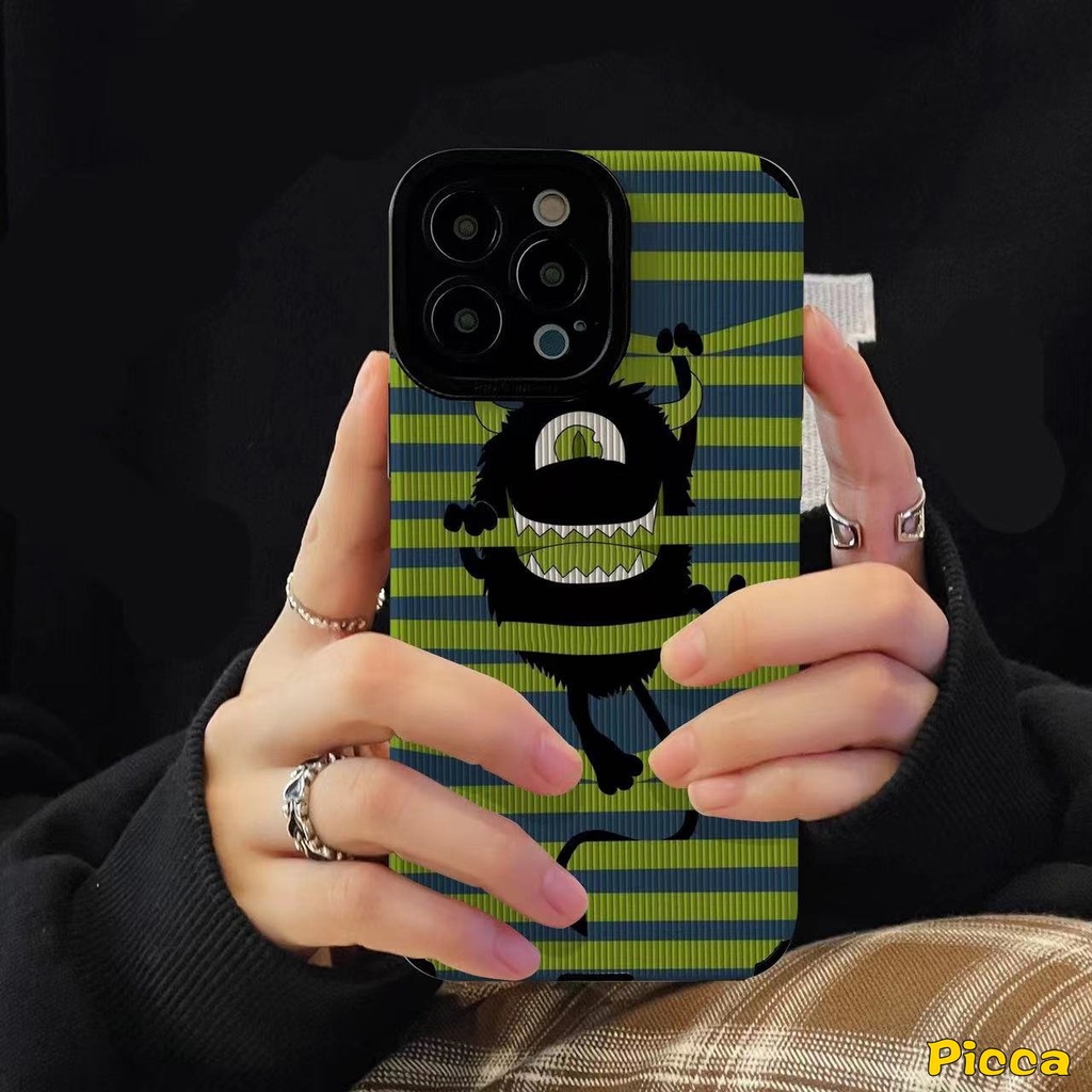 IPHONE Casing Universitas Monster Indah Gaya Korea Kompatibel Untuk Iphone7 8 Plus12 11 13 14 Pro MAX XR X XS MAX 7Plus Tekstur Kulit Monster Kecil Lucu Shockproof Cover