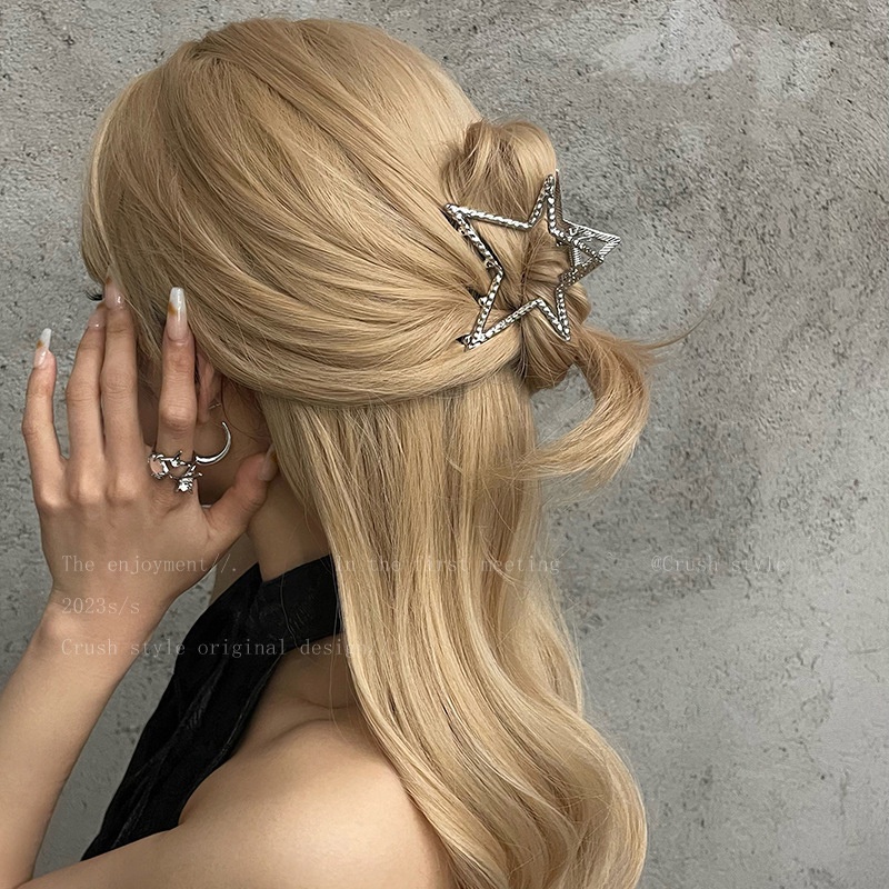 Jepit Rambut Model Geometri Pentagram Bahan Alloy Korea Untuk Anak Perempuan