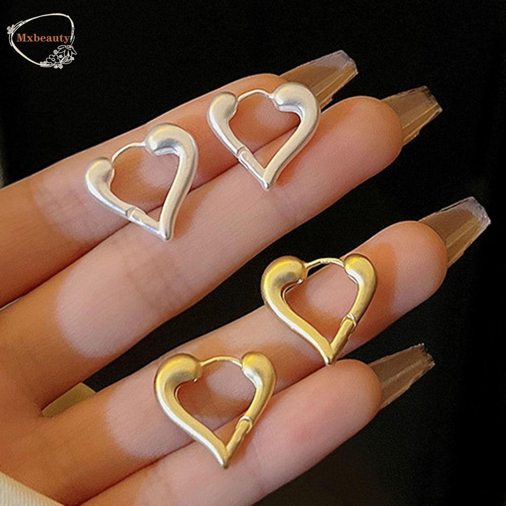 Mxbeauty Anting Hati Temperamen Halus Desain Niche Matte Tembaga Minimalis Anting Stud Wanita Anting Hoop Untuk Hadiah Gadis
