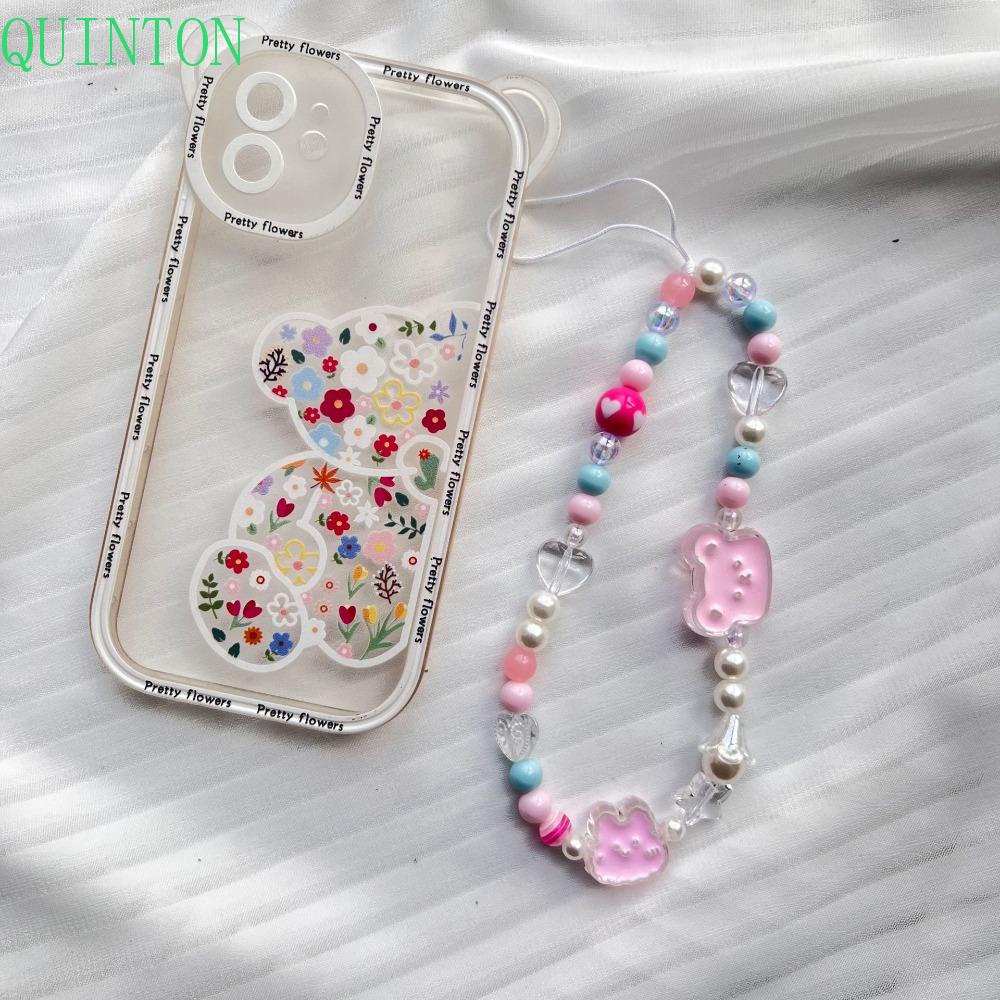 Quinton Telepon Lanyard Gadis Manis Ponsel Case Aksesoris Cinta Buatan Tangan Manik-Manik Handmade Pergelangan Tangan Rantai