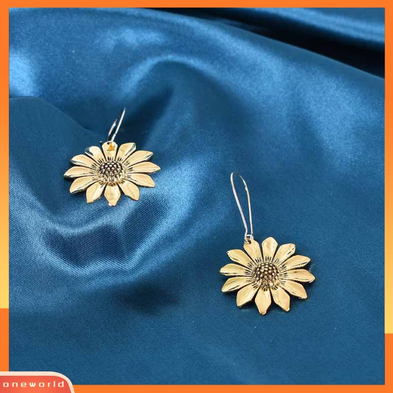 [ONR] Gaya Liburan Bohemian Baru retro Tiga Dimensi Bunga Matahari Anting Emas Kuno Bunga Matahari daisy earrings