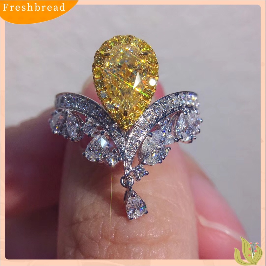 [FRA] Berlian Karbon Tinggi Impor Di Mahkota love crown rings Mewah Dan Briliant Seiko Berlian Kuning Cincin Mulut Hidup