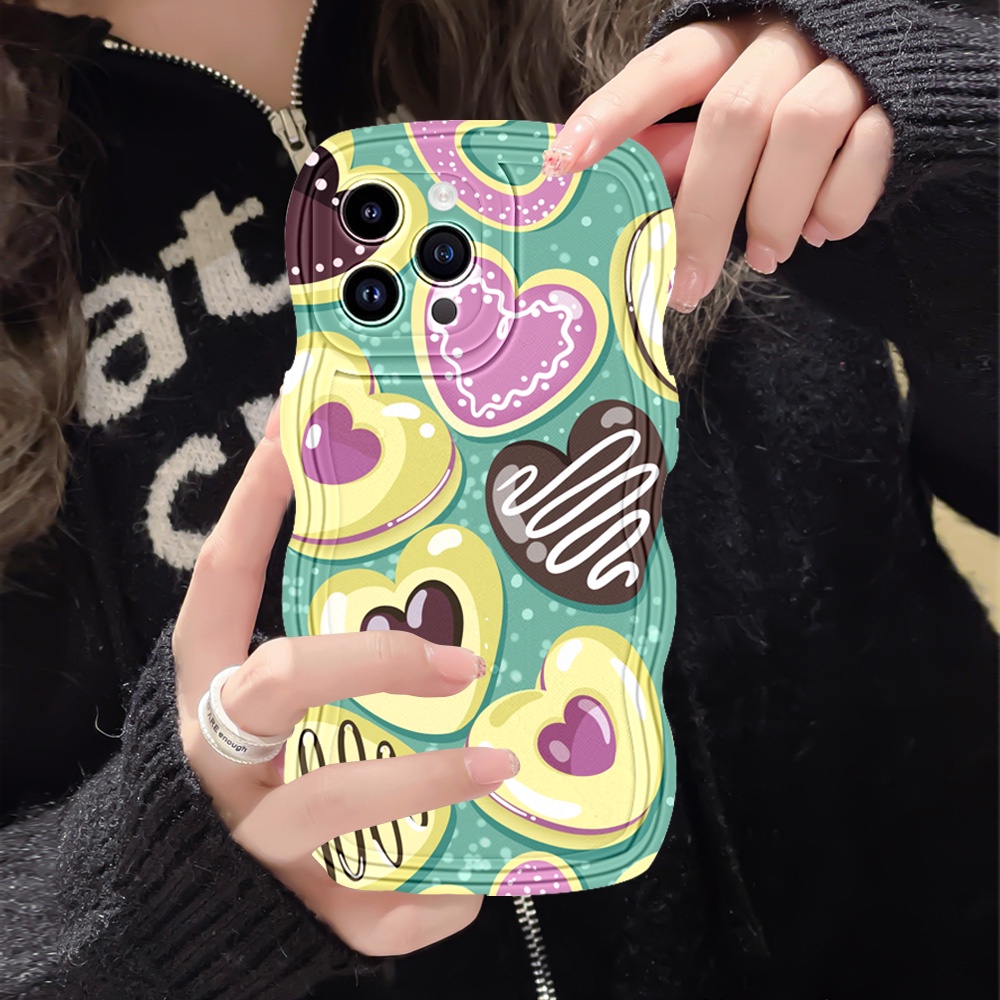 Case Samsung A14 A04 A04E A13 A03S M23 A12 A11 A53 A73 A33 A02 A50S A30S A23 A22 A21S A02S A51 A10 A30 A52 A52S M12 A71 A53 A32 Sarung Telepon TPU Tepi Gelombang Warna-Warni Dan Bervariasi