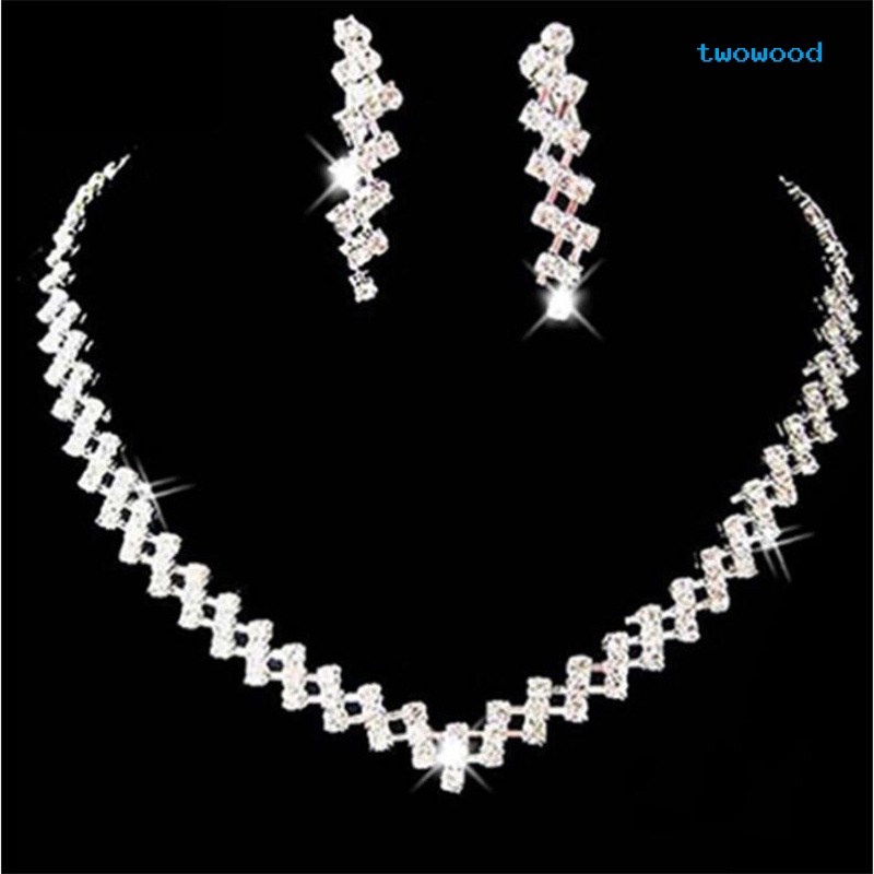 Twowood Rhinestone Set Chain Rantai Pengantin Set Perhiasan