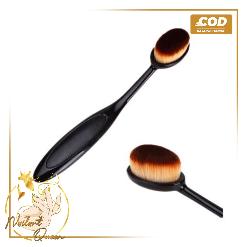 Black Makeup Face Brush Soft Oval Foundation Puff Powder Liquid Flawless BB Cream Blusher Toothbrush