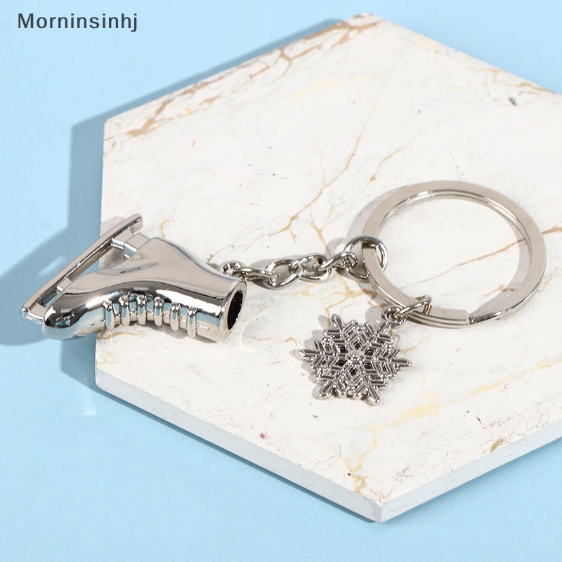 Mornin 1pc Silver Ice Skates Snowflake Pendant Key Ring Skag Gantungan Kunci Keychain id