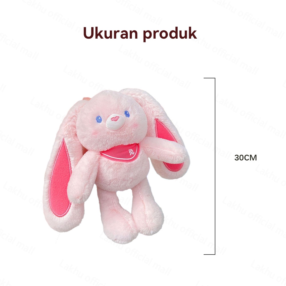 Lakhu 30cm Boneka Kelinci Telinga Panjang Tarik Plush Toy Viral Rabbit Doll Untuk Hadiah Ulang Tahun