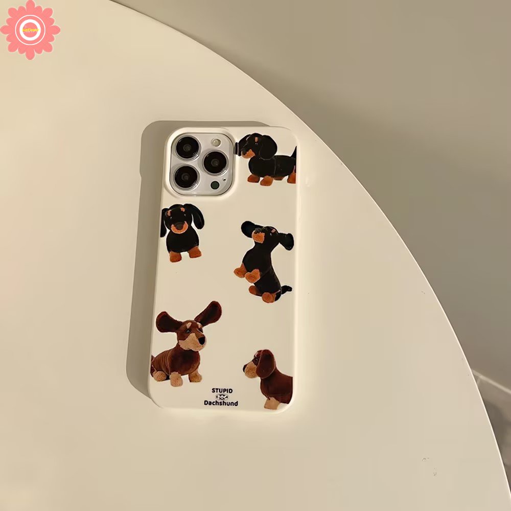 Kacamata Hitam Kartun Cool Dog Case Kompatibel Untuk iPhone 7Plus XR XS X Max11 13 12 14 Pro Max8 7 Plus SE 2020 Glossy Halus Shockproof Fun Dachshund Dog Soft Cover