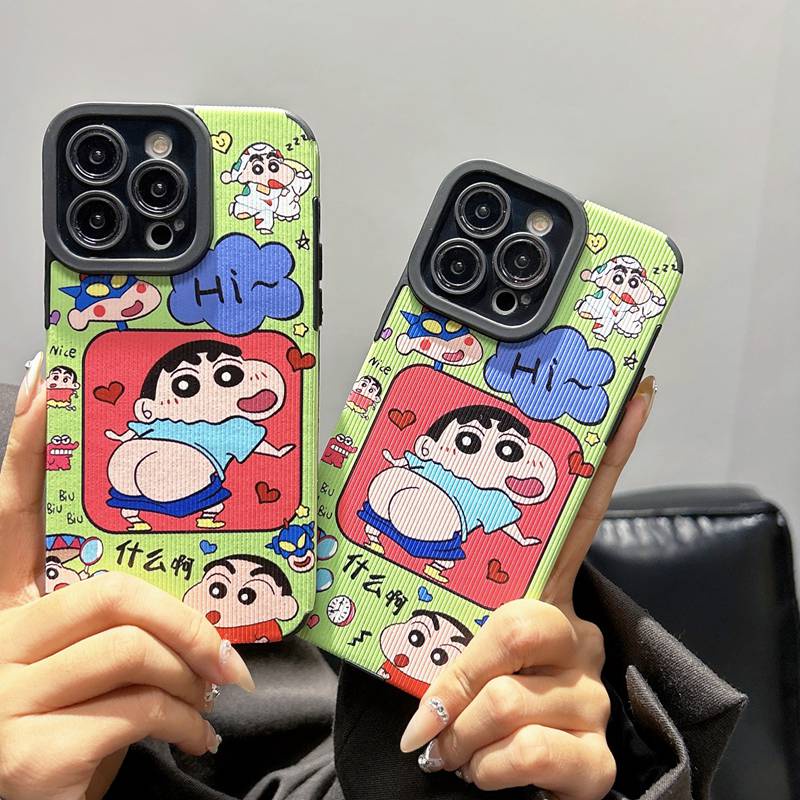 All New So Cute Love Shin-chan Leather Soft Case IPhone 7 Plus 8 Plus X XS XR XS Max 11 13 12 14 PRO Max 14 Plus Phone Case Girl Girl Women's Fashion