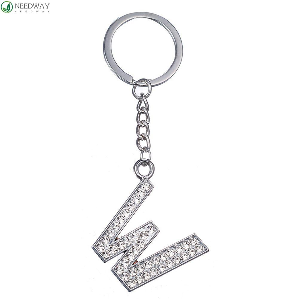 NEEDWAY Needway Huruf Liontin Huruf A-Z Unisex Aksesoris Kristal Berlian Imitasi Gantungan Kunci Initial Capital Key Chain