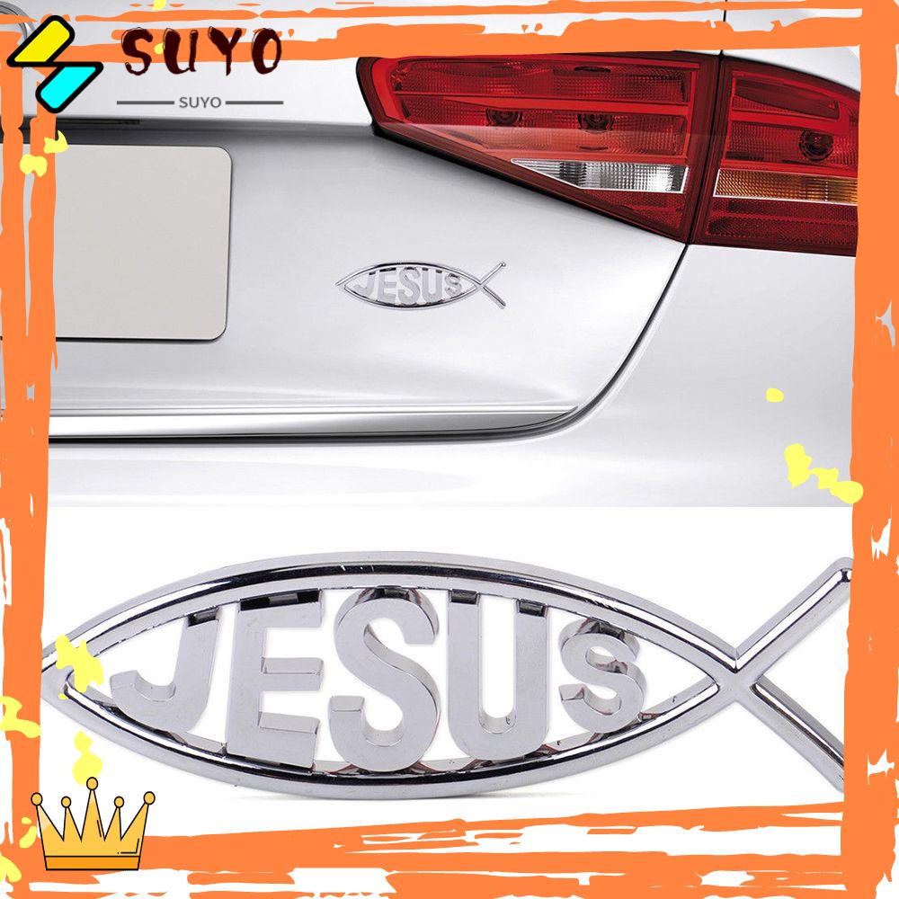 SUYO Stiker Mobil Populer Lucu Emblem Badge Logo Simbol Ikan Yesus