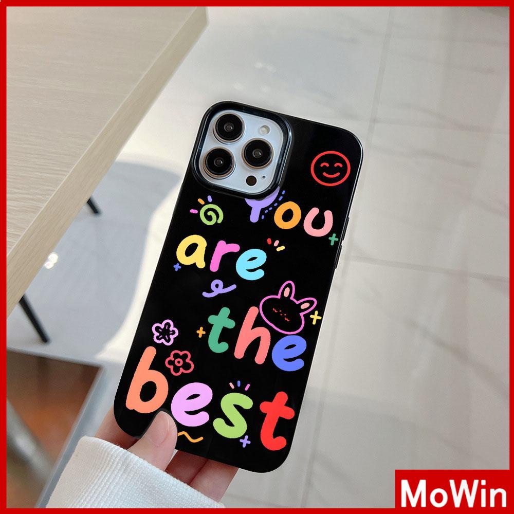 Case iPhone 14 Pro max iPhone Case Hitam Glossy TPU Lembut Shockproof Perlindungan Kamera Alfabet Bahasa Inggris Sederhana Kompatibel dengan iPhone 13 Pro max 12 Pro Max 11 xr xs max 7Plus 8Plus