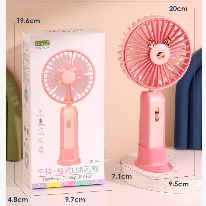 meybeee - Kipas Angin Warna Warni Lucu Mini Genggam Rechargeable USB / Kipas Angin Mini Cute Karakter Free bublewrap - DD5612