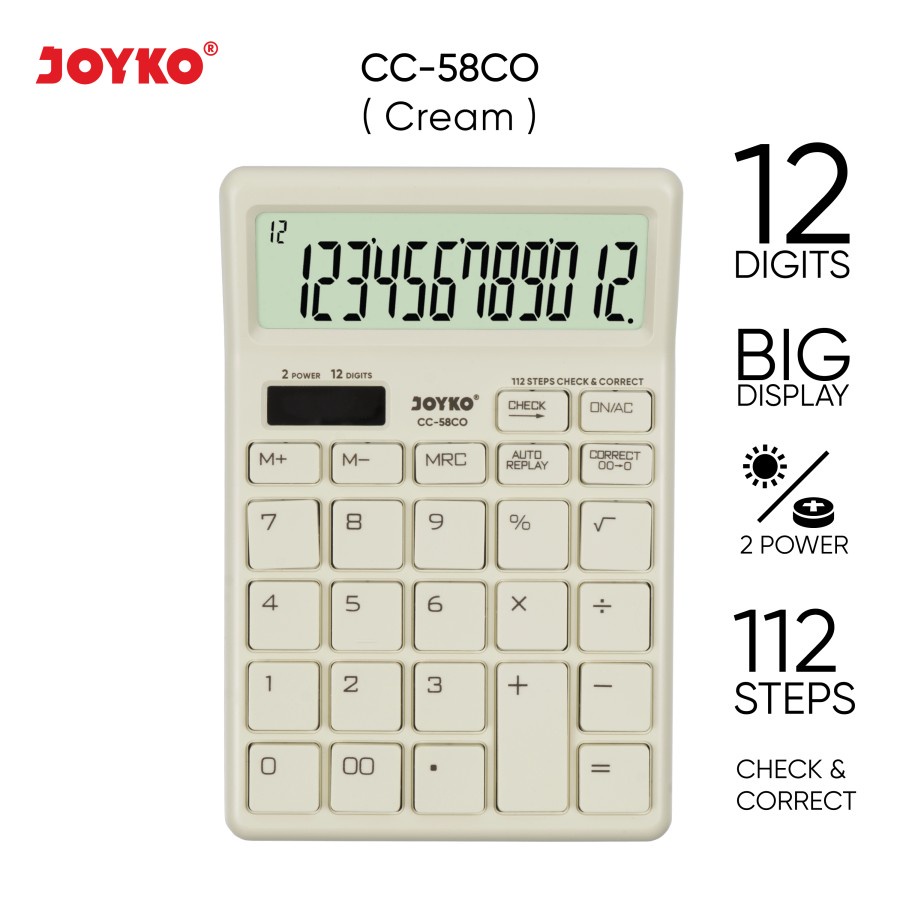 

HJK JOYKO CC-58CO KALKULATOR CHECK CORRECT 12 DIGIT -CALCULATOR DESKTOP CC58CO