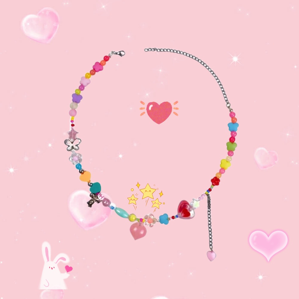 Kalung Cinta Manik-Manik Warna Baru Perempuan Versi Korea Gaya Mori Manis Lucu All-Match Desain Niche Merasakan Rantai Klavikula