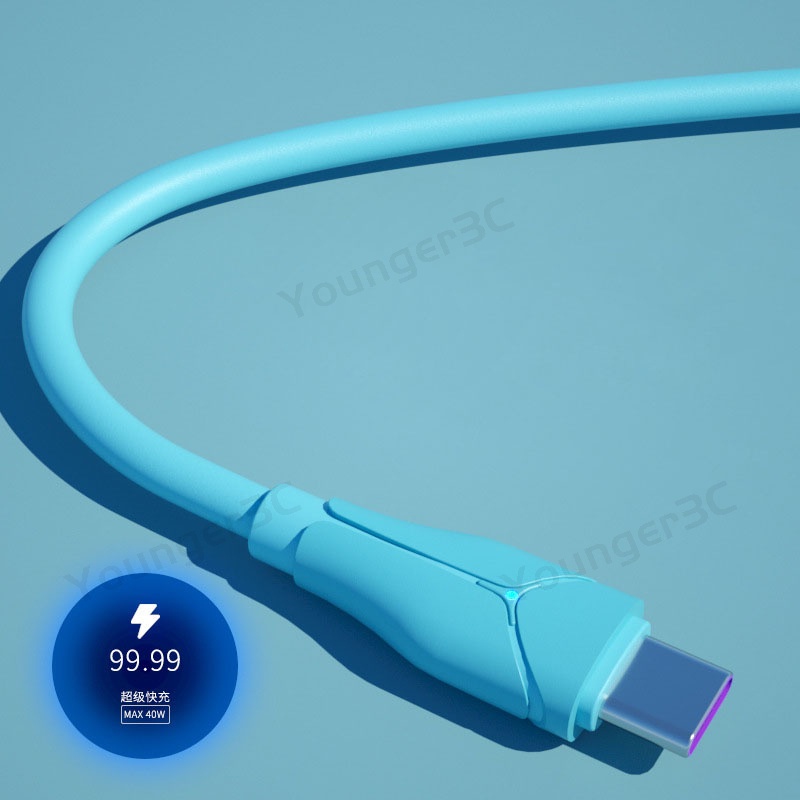 5a Super Fast Charging USB Cable Liquid Lembut Fast Charging Cord Perekat Cahaya Cerdas Aman Jalur Pengisian Cepat Untuk ios Micro Tipe C