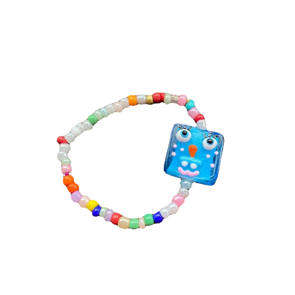 Kartun Monster Kecil Warna-Warni Gelang Manik-Manik Perempuan Korea ns Kecil Segar Manis Temperamen Gelang Pacar Pasangan Gelang