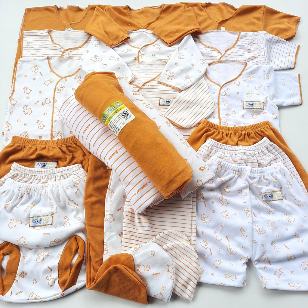 Paket Isi 21 pcs Perlengkapan Baju Celana Bedong Bayi Baru Lahir 0 3 Bulan Cewek Cowok Nyaman Lembut parsel