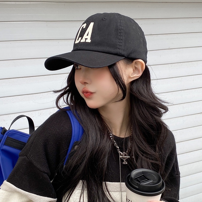 Topi Bordir Huruf Sederhana visor Baseball hat