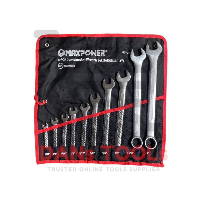 Kunci Ringpas MAXPOWER Set 10 Pcs INCHI Ring Pas - Combination Spanner