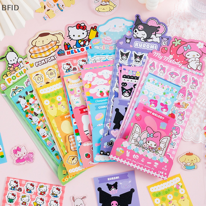 [BFID] Sunny Day Sanrio Cute Thing Supply Station Series Kartun Animasi Kertas Stiker Set Diy Tangan Akun Sticker Stiker [ID]