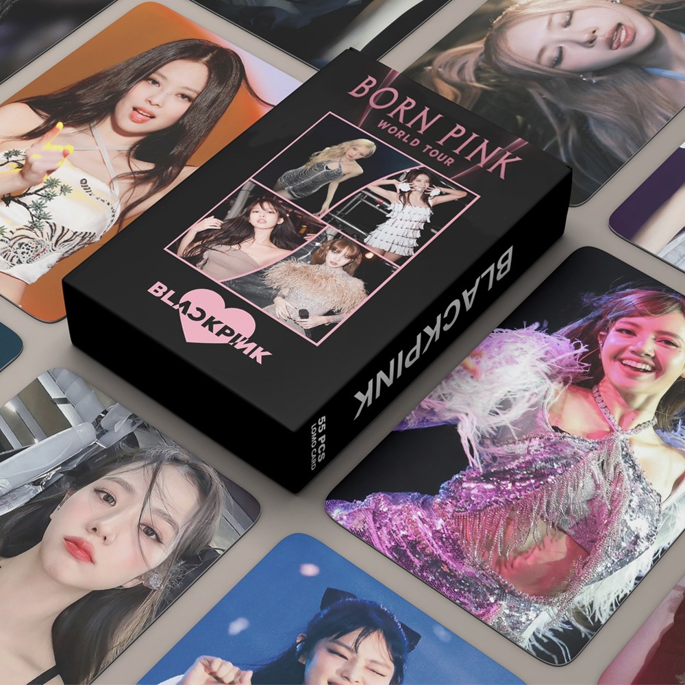 55pcs /box Hitam-Pink 2023world TOUR Photocards Album Kartu Lomo Black Pink Kpop Collection Series