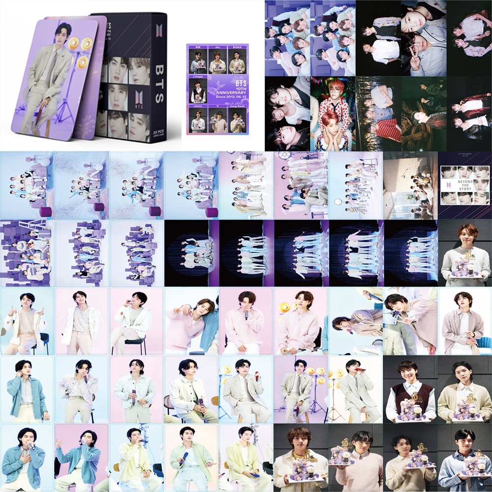 55pcs /box BT-S 10TH ANNIVERSARY Photocards Album Ambil Dua Kartu Bangtan Boys Kpop Postcards