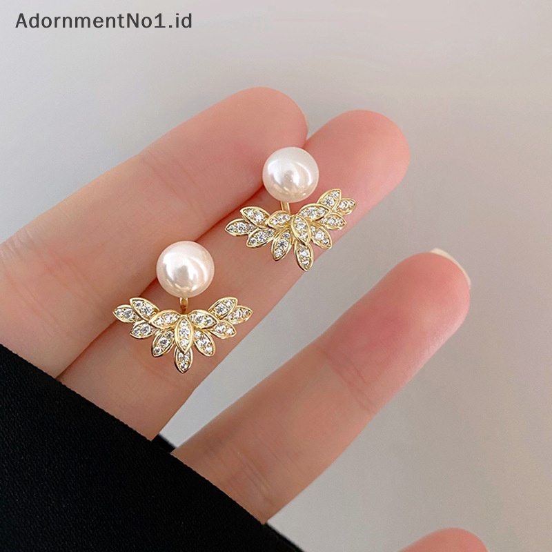 [AdornmentNo1] Kristal mutiara bunga Drop anting untuk wanita Fashion perhiasan berlian imitasi anting hadiah