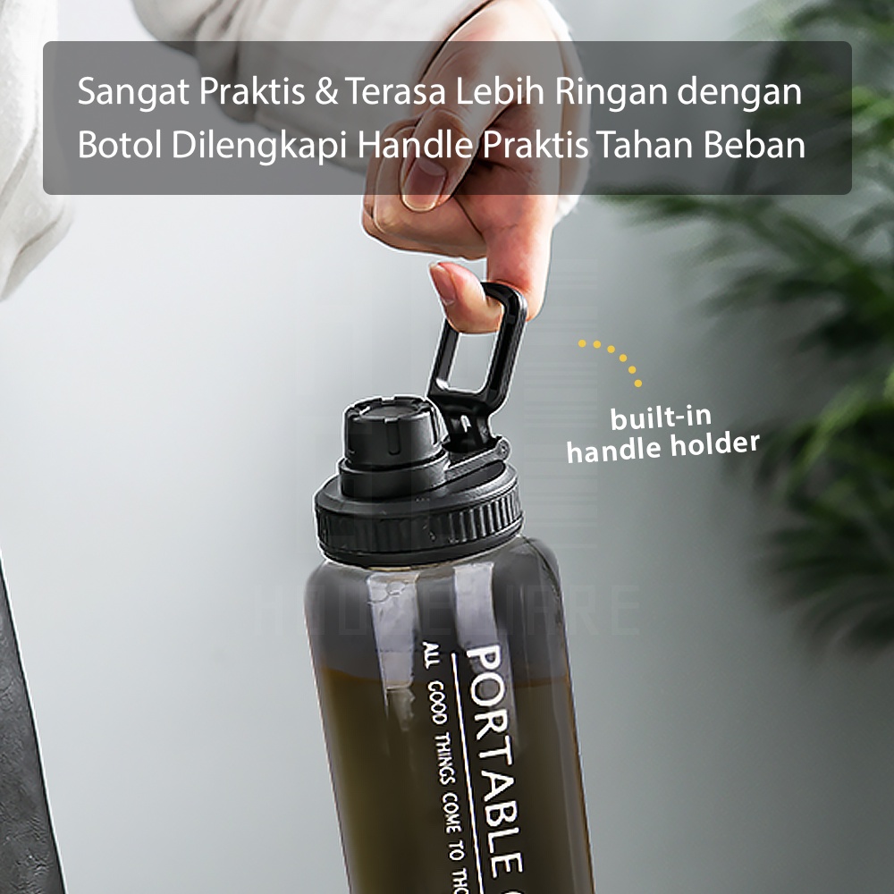 HUGO Botol Minum 1 Liter Botol Air Anak 1000 ml Botol Olahraga Kantor Sekolah Portable Serbaguna