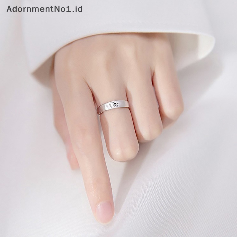 [AdornmentNo1] New Fashion1Pair Kitten Couple Rings Cute Sliver Cat Open Rings untuk wanita pria Adjustable Finger Ring desainer perhiasan hadiah