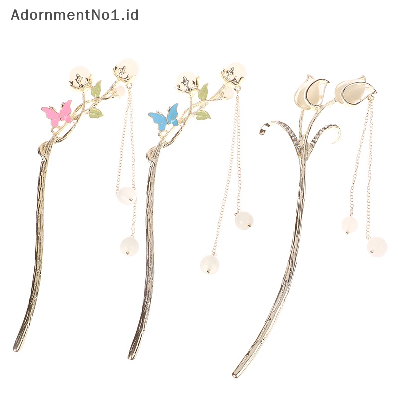 [AdornmentNo1] Baru jepit rambut rumbai kristal kupu Fashion Ponytail kepang klip wanita elegan