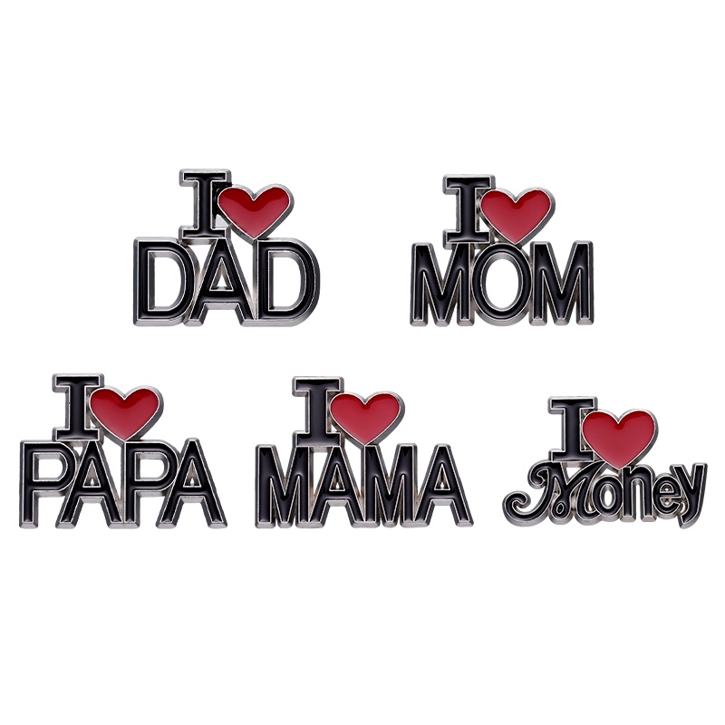 I Love Mom Dad Money Bros Enamel Pin Lencana Logam Keluarga Perhiasan Custom Kerah Ransel Topi Aksesoris Wanita Grosir