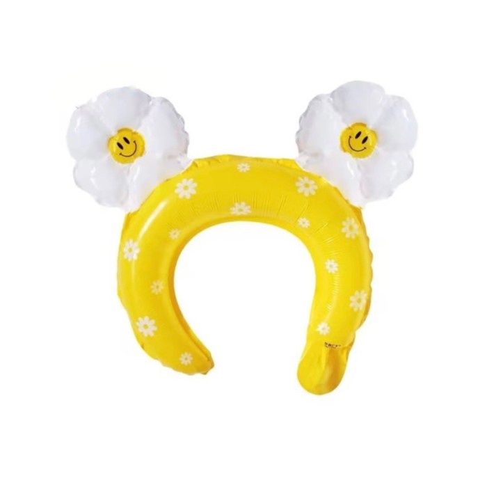 Balon Foil Bando Bunga Daisy / Headband Balloon / Balon Bandana Pastel