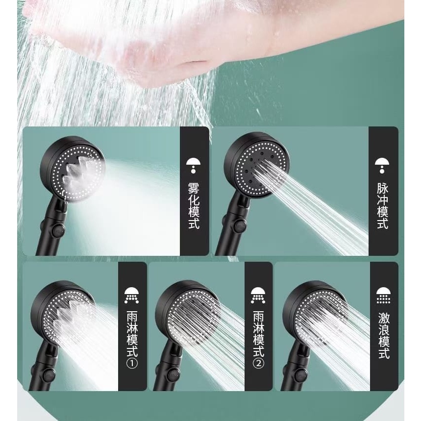 (Serba Serbi) Kepala Shower Hitam Hand Shower Black Premium Mode On Off