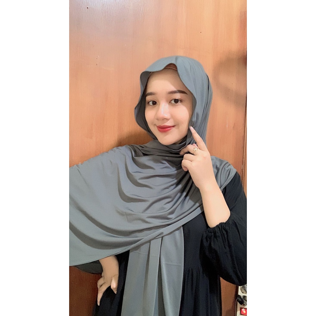 Pashmina Kaos Jersey Premium Kerudung Panjang Tebal Flowy Hijab Pasmina kaos rayon