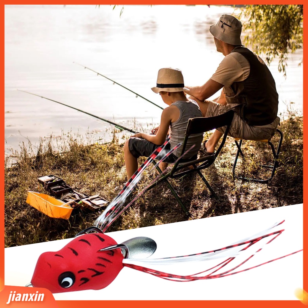 (In Stock) 3 cm Memancing Umpan Kait Ganda Dengan Jumbai Spinner Payet Berongga Simulasi Pengecoran Panjang Buatan PVC Lembut Snakehead Frog Bait Fishing Gear