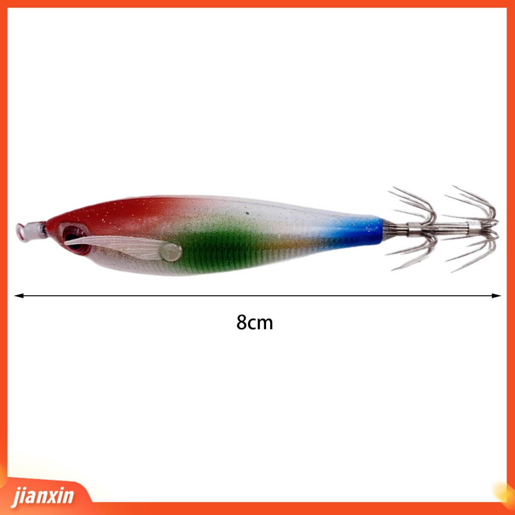 (In Stock) 5.5cm Kait Cumi Udang Dengan Efek Bercahaya Simulasi Angling Plastik Luminous Wooden Shrimp Squid Hooks Outdoor Fishing