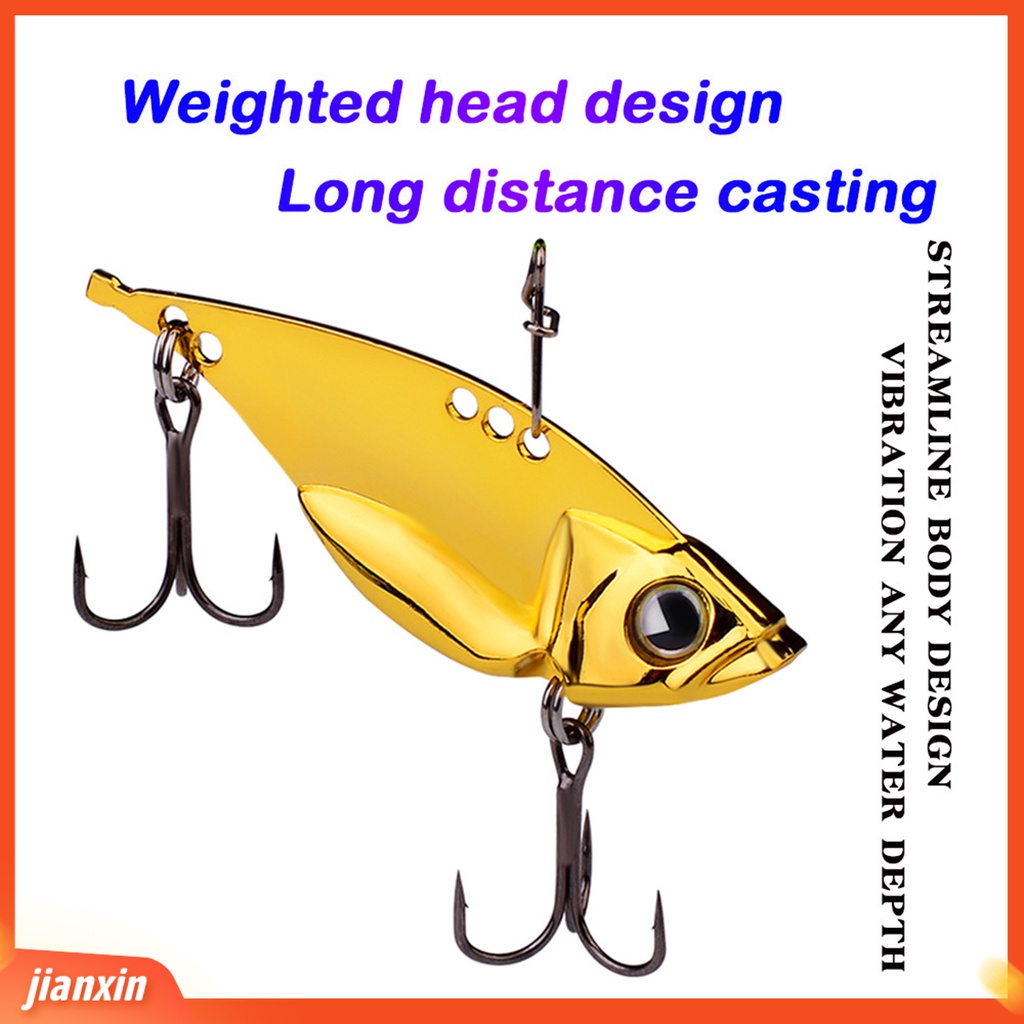 (In Stock) 1Pc/5Pcs Bass Memancing Umpan Simulasi 3D Fisheye Tajam Kait Ganda Wobbler Mencegah Lolos Warna Emas/Perak Wastafel VIB Umpan Umpan Logam Umpan Keras Perlengkapan Memancing