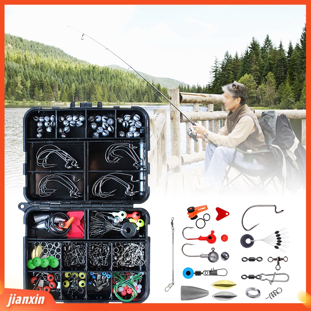 (In Stock) 191Pcs /Set Kait Umpan Pancing Aksesori Tackle Kit Tools Box Untuk Angling