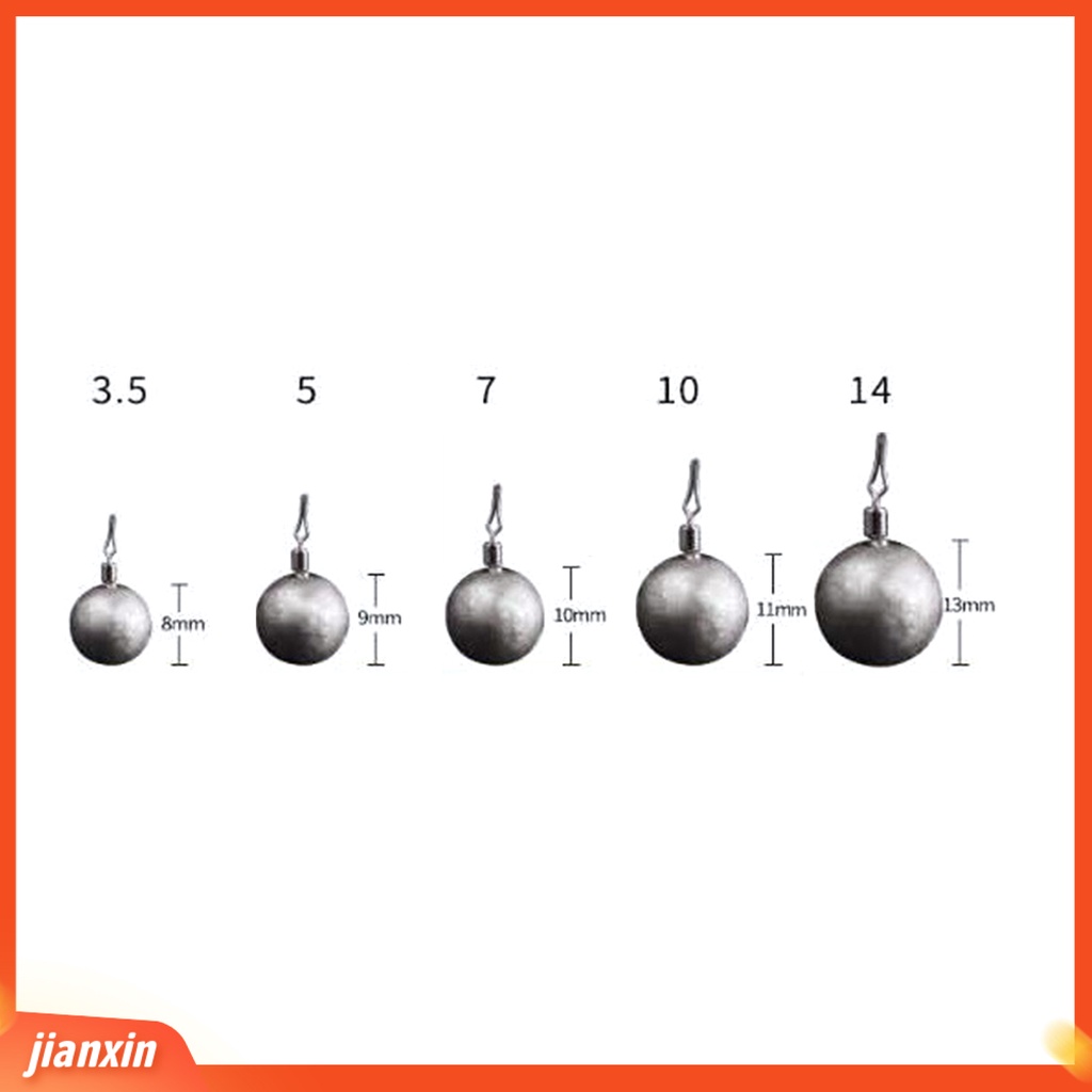 (In Stock) 10Pcs Kait Kepala Memimpin Portabel Anti-Korosi Tajam Kepala Bola Putaran Jigs Fishing Tackles Untuk Air Asin