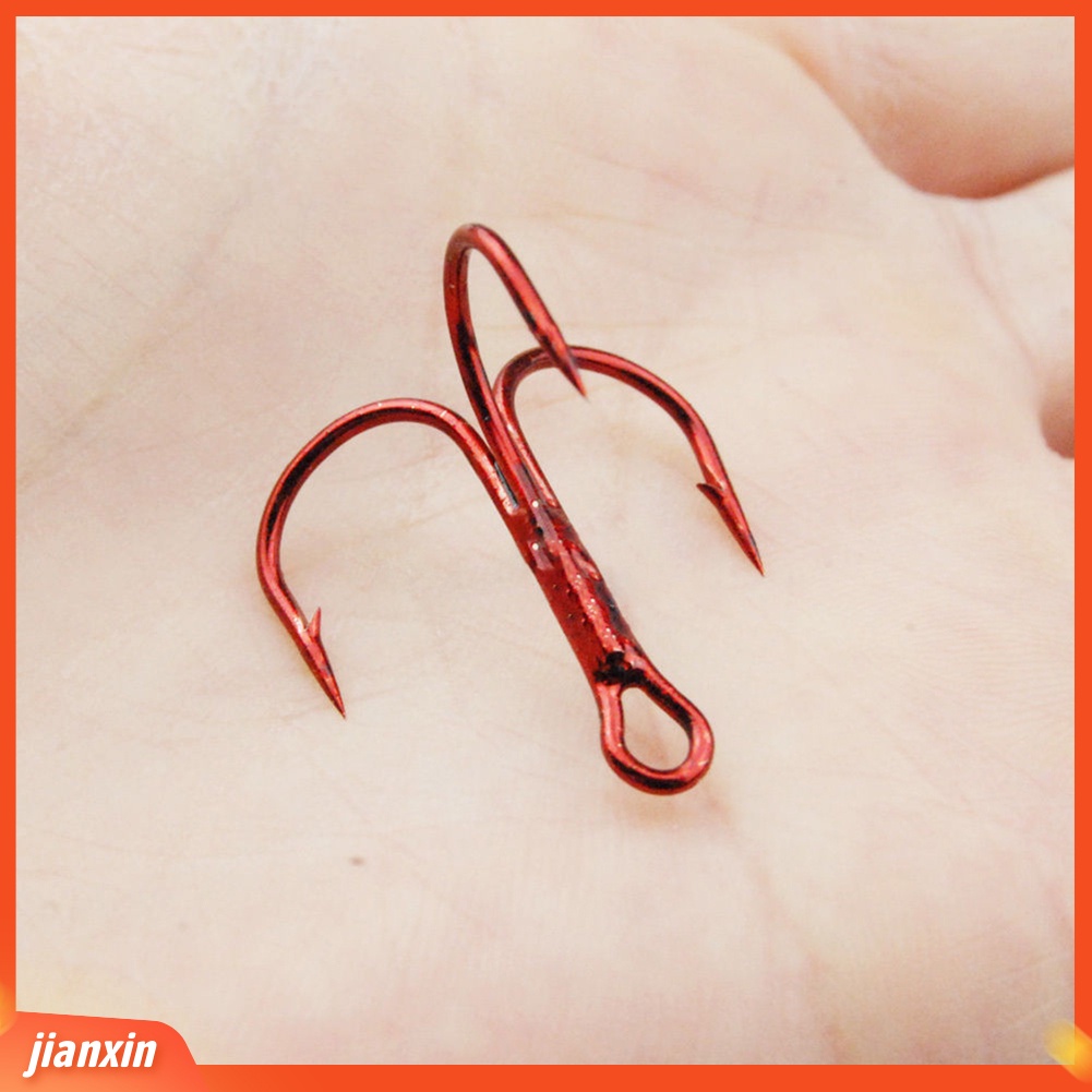 (In Stock) 100Pcs 2/4 /6 /8 /10 /12 /14#Baja Karbon Tinggi Diasah Treble Memancing Hooks Tackle