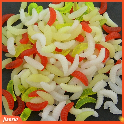 (In Stock) 200pcs Umpan Pancing Tiruan Maggot Grub Cacing Lembut Warna Campur Umpan Ikan