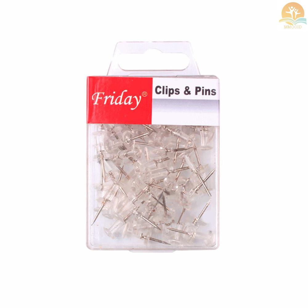 In Stock 50pcs Push Pin Kepala Plastik Transparan Dengan Titik Logam Thumb Tacks Marking Pin Wall Tacks Map Pin Untuk Papan Buletin Papan Gabus Perlengkapan Rumah Kantor Sekolah