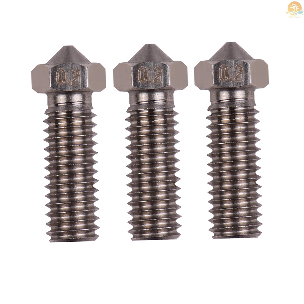 In Stock 3pcs 3D Printer Extruder Stainless Steel Volcano Nozzle M6 Thread Kepala Printer 0.2mm Output Untuk Sidewinder X1 TEVO Little Monster 1.75mm Filamen