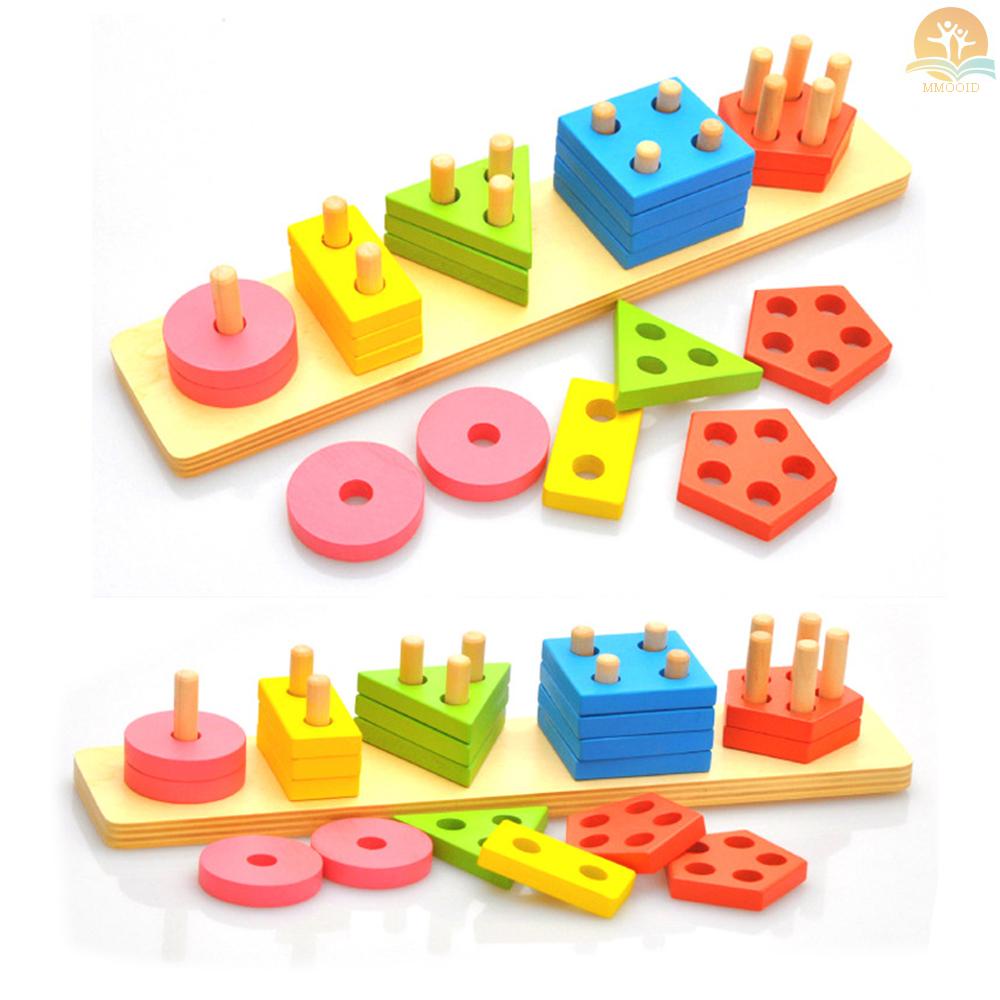In Stock Mainan Kolom Geometris Kayu Bentuk Blok Sortir Warna Alat Belajar Edukasi Dini Untuk Anak Balita Paud Paud