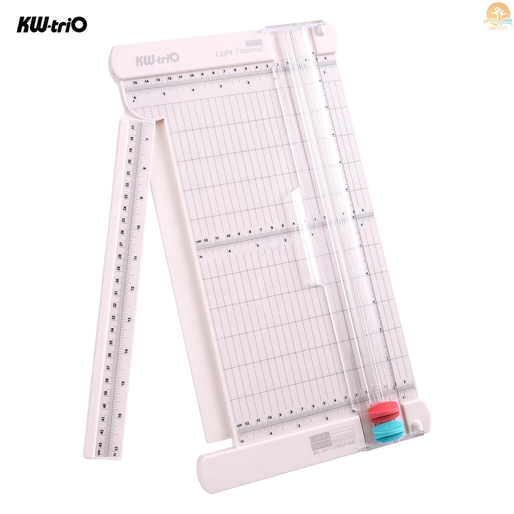 In Stock KW-trio Pemotong Kertas Portable 12.6 Inch Panjang Pemotongan Desktop Craft Paper Trimmer Dengan Tepi Lurus Fold Line Cutter Head Side Ruler Untuk Kertas Foto Gambar Kartu Scra