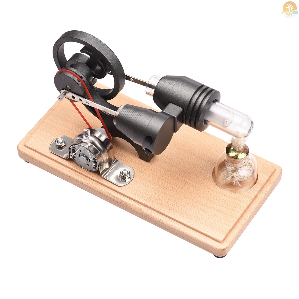 In Stock Mesin Stirling Udara Panas Generator Listrik Model Motor Dengan Lampu LED Desain Roda Gila Dolar Percobaan Sains Dengan Dasar Kayu DIY Edukasi Mainan Untuk Guru Dewasa Ki