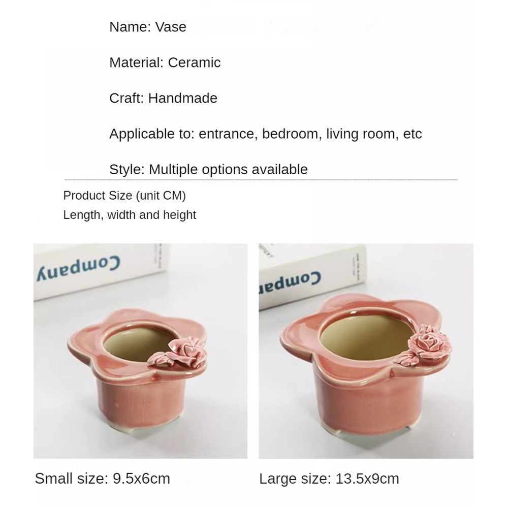 ღ Desktop Kreatif Tanaman Succulent Pot Bunga Bentuk Bunga Es Retak Glaze Dekorasi Bunga Batu Mentah Keramik Kreatif