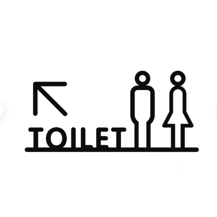 

Stiker Sign Toilet Akrilik | Toilet Sign Acrylic Sticker WC Modern - Hitam, Panah Kanan