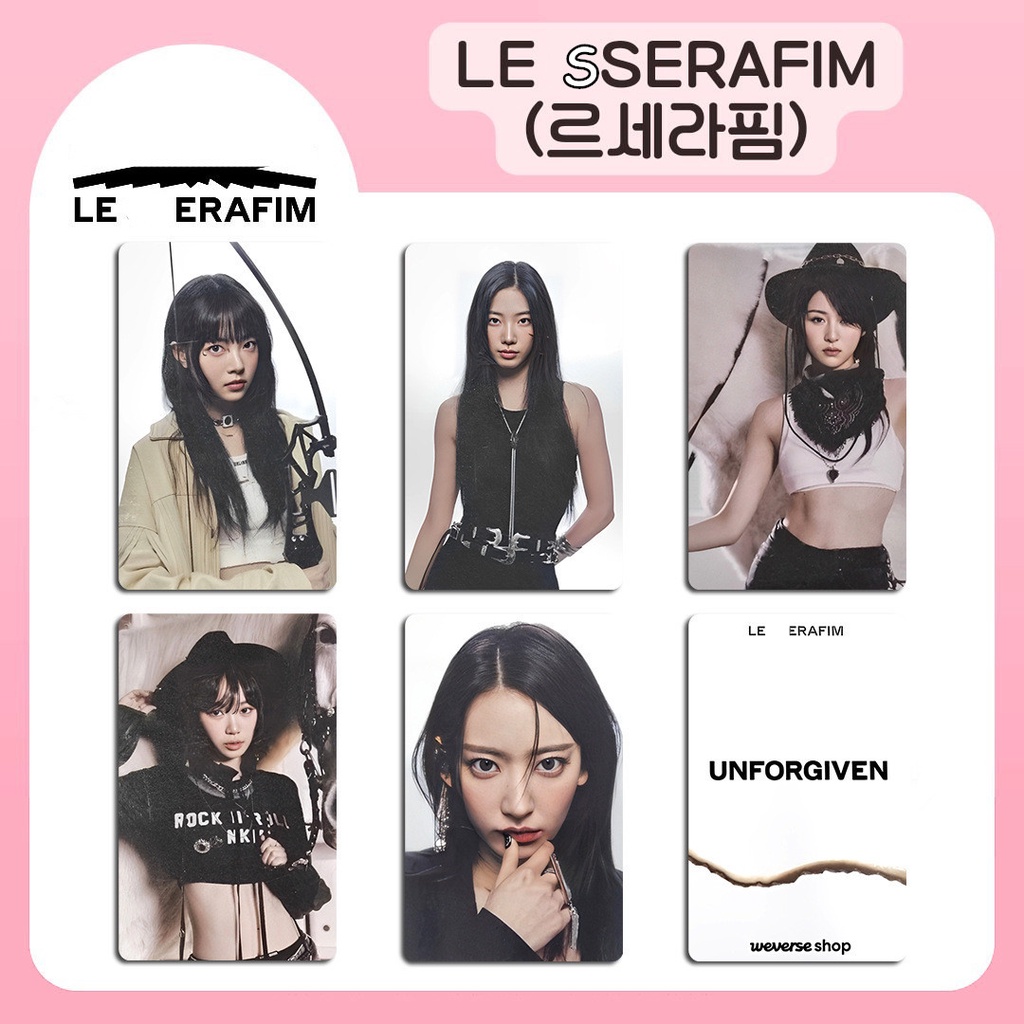 5pcs /set LE SSERAFIM Album UNFORGIVEN Photocards Lomo Card Lesserafim Kpop Postcards Koleksi Khusus Seri